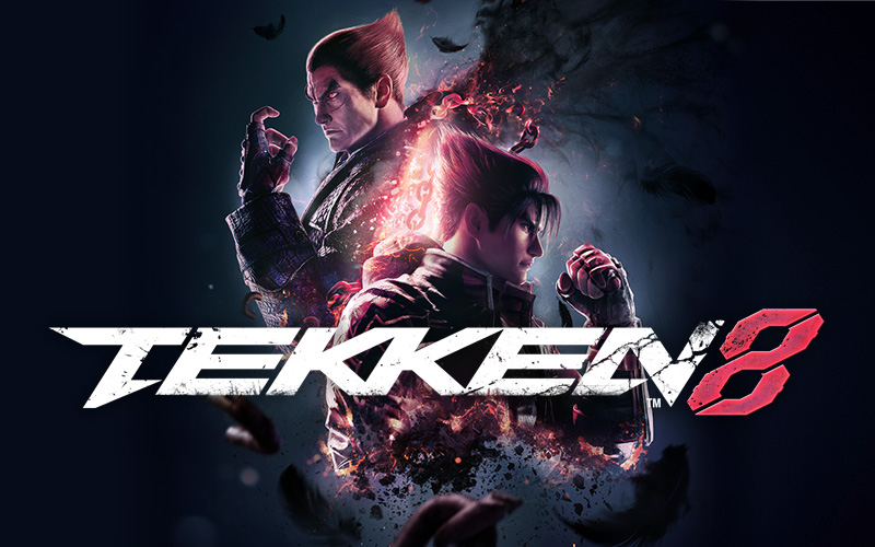 Tekken 8 title art featuring Jin Kazama and Kazuya Mishima